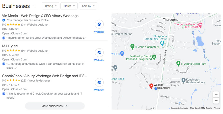 Google Business Profile, <strong>Red Dust Snow Digital</strong>, Web Design Albury